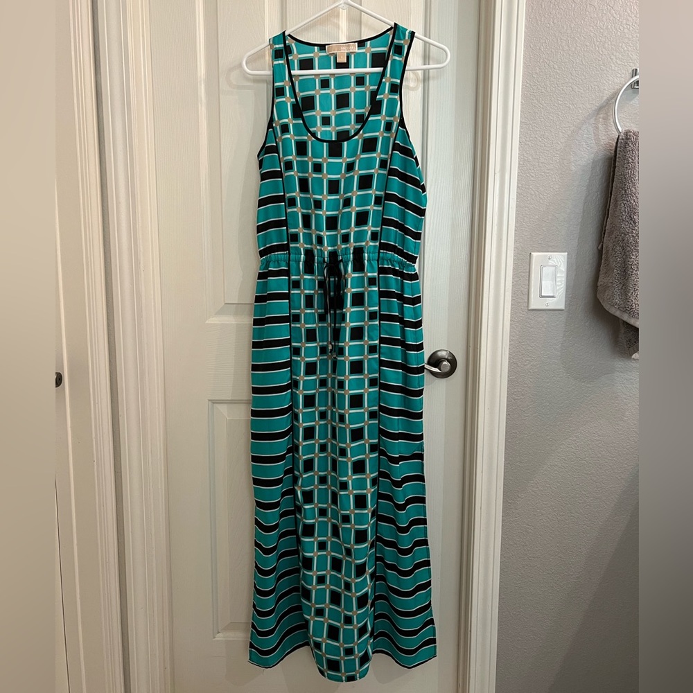 Michael Kors Turquoise Gold Maxi Dress S